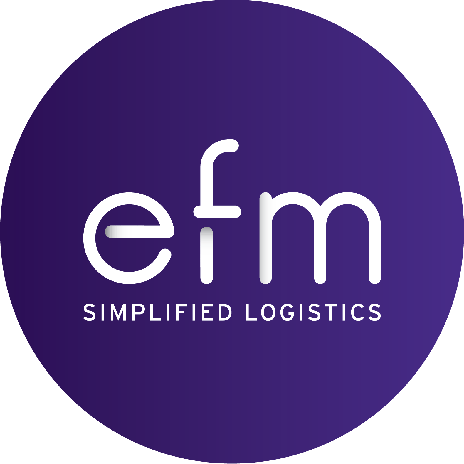 efm logo of purple circle with white text
